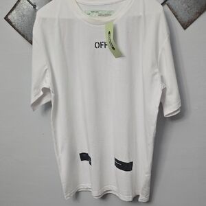 Off-White Cream Tee with Black Print